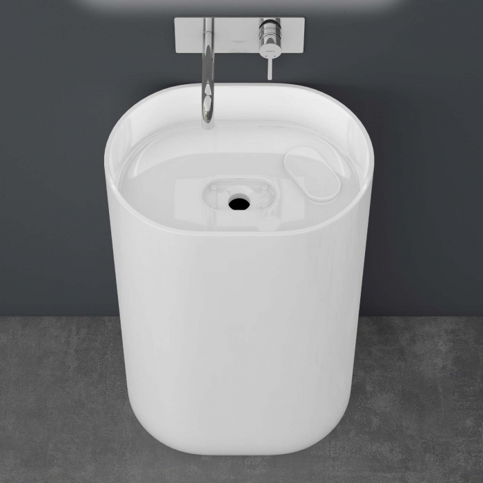 Lavoar Astra 45, alb lucios, montaj freestanding , compozit [3]