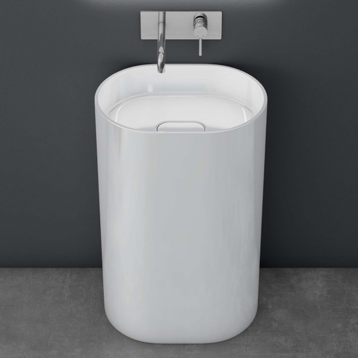 Lavoar Astra 45, alb lucios, montaj freestanding , compozit [2]