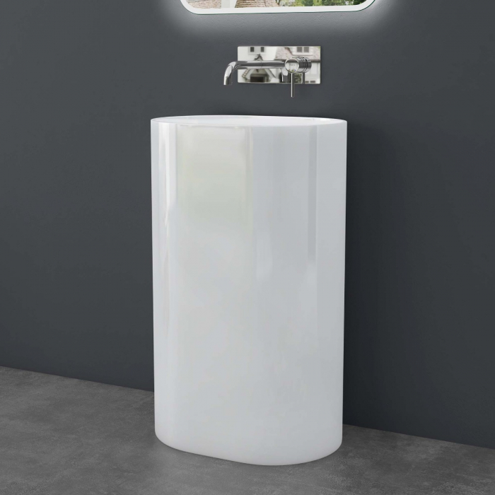 Lavoar Astra 45, alb lucios, montaj freestanding , compozit [5]