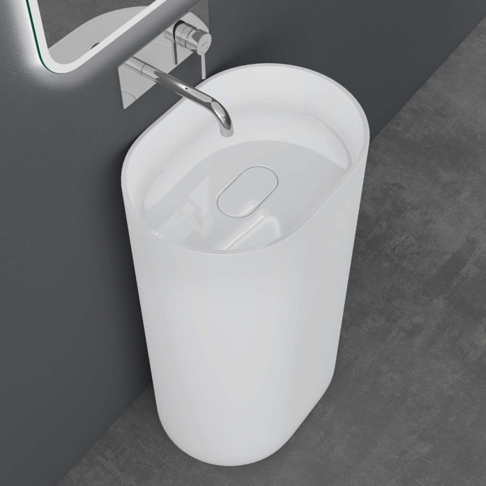Lavoar Astra 45, alb lucios, montaj freestanding , compozit [4]