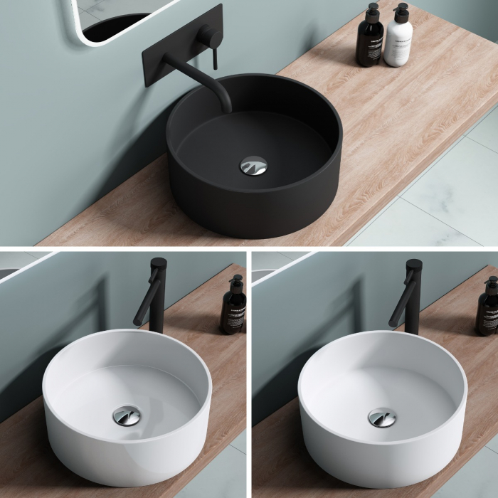 Lavoar Astra 804, alb sau negru, 40 cm, montaj pe blat sau suspendat, compozit [1]