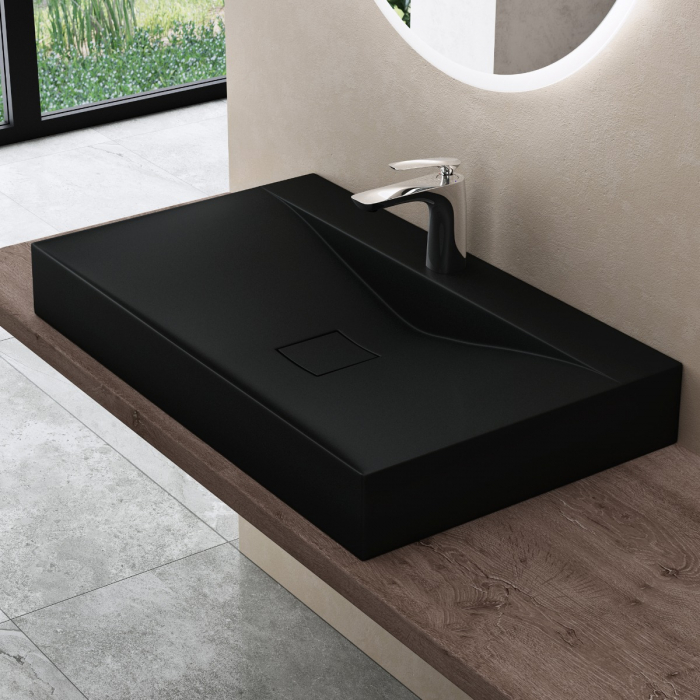 Lavoar Astra 810, Negru Mat, 100 cm, montaj pe blat sau suspendat, compozit - PROMO 1 BUCATA [2]