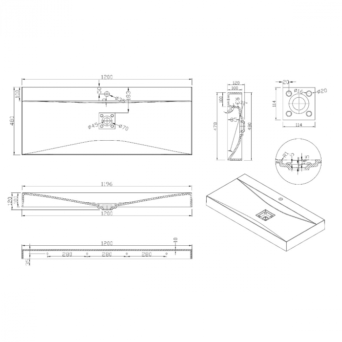 Lavoar Astra 810, Negru Mat, 100 cm, montaj pe blat sau suspendat, compozit - PROMO 1 BUCATA [12]