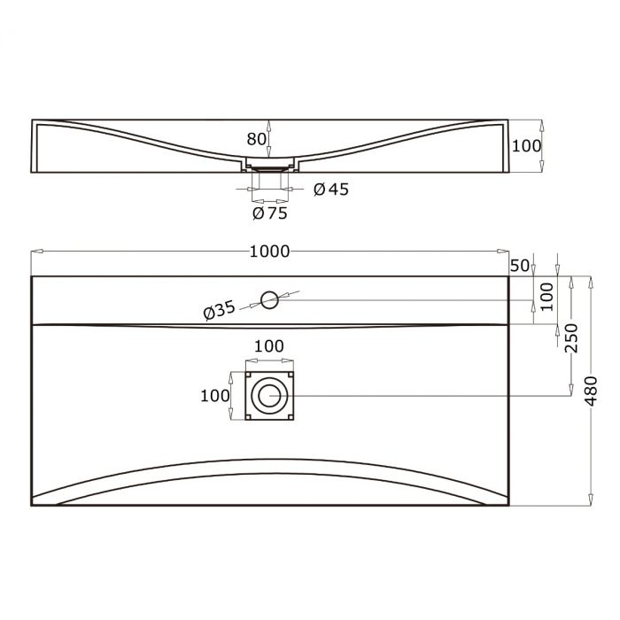 Lavoar Astra 810, Negru Mat, 100 cm, montaj pe blat sau suspendat, compozit - PROMO 1 BUCATA [11]