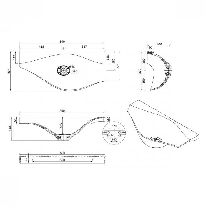 Lavoar Astra 816, alb mat, montaj suspendat, compozit [7]