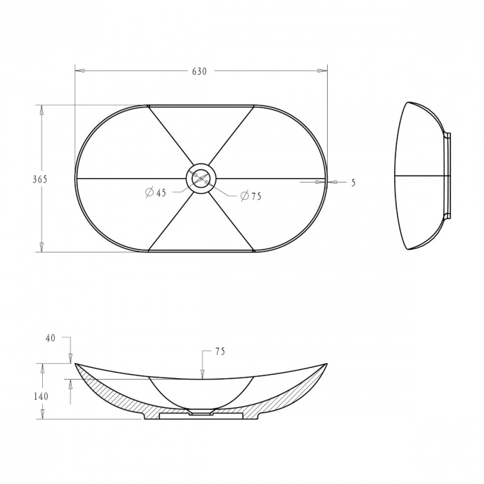 Lavoar Astra 858, alb sau negru, 63 cm, montaj pe blat, ceramica [12]