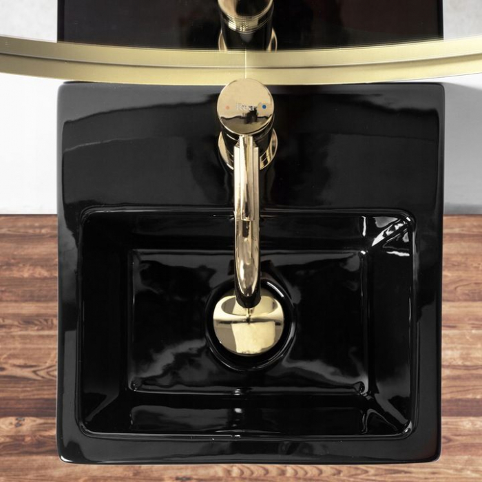 Lavoar de podea Kamila Black, ceramica, negru lucios [5]