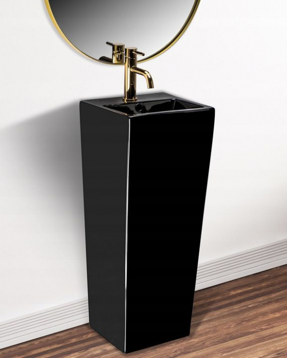 Lavoar de podea Kamila Black, ceramica, negru lucios [2]