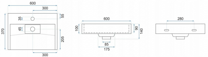 Lavoar din compozit Goya 60cm + Cadru, Compozit, alb lucios [5]