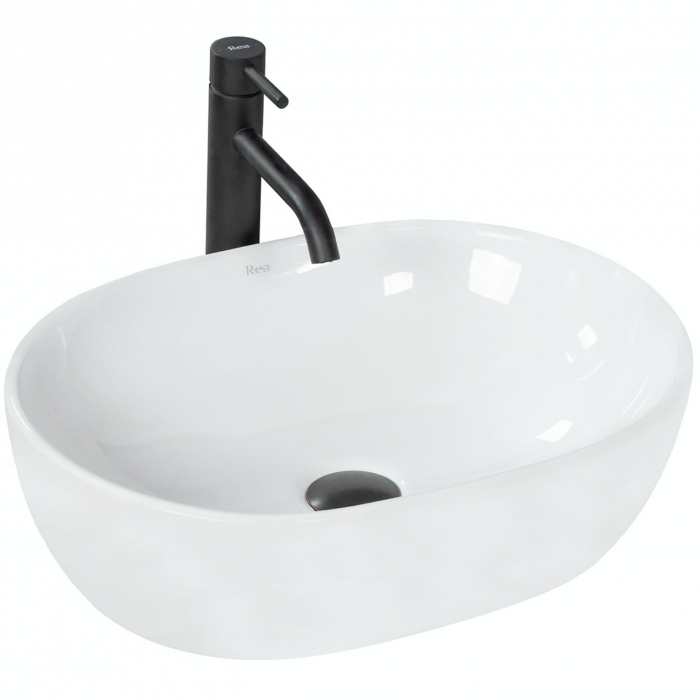 Lavoar pe blat Amelia 48, ceramica, alb lucios [1]
