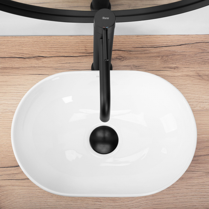 Lavoar pe blat Amelia Mini, ceramica, alb lucios [4]