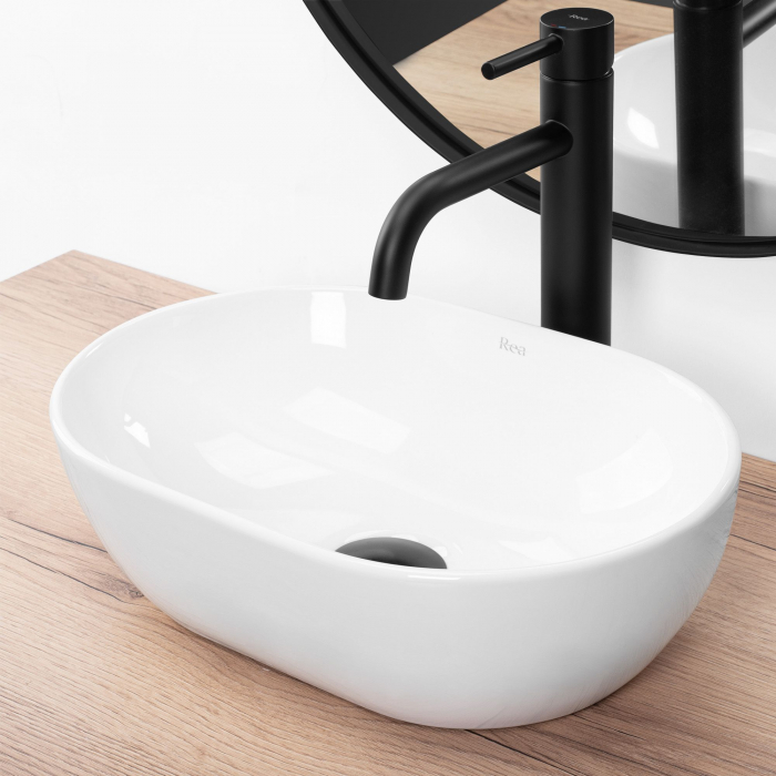 Lavoar pe blat Amelia Mini, ceramica, alb lucios [5]