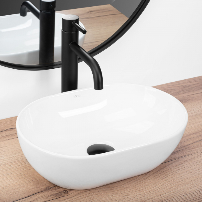 Lavoar pe blat Amelia Mini, ceramica, alb lucios [2]