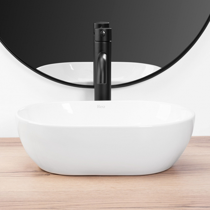 Lavoar pe blat Amelia Mini, ceramica, alb lucios [3]