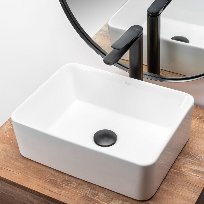 Lavoar pe blat Anita Mini, ceramica, alb lucios [5]