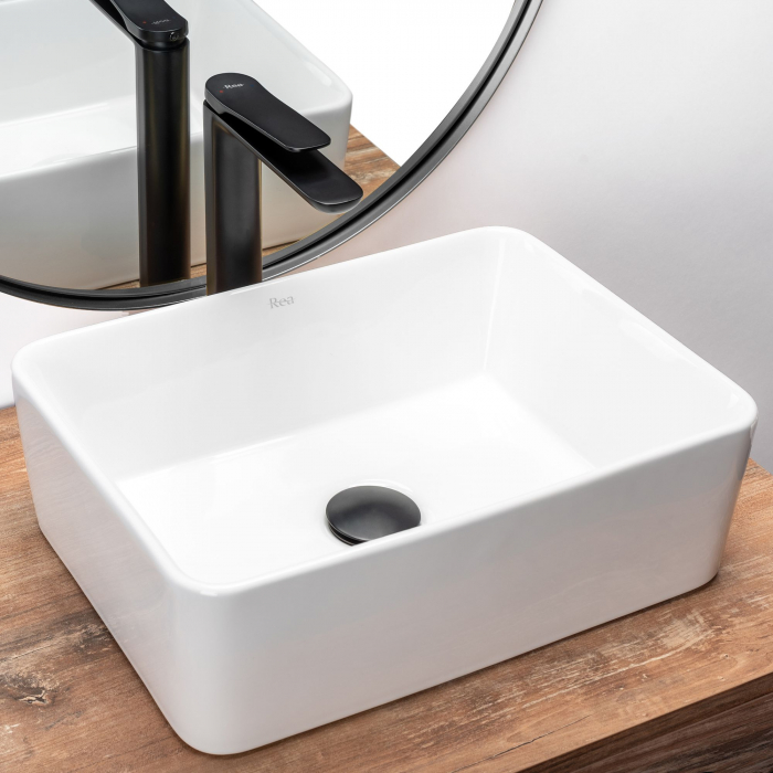 Lavoar pe blat Anita Mini, ceramica, alb lucios [2]