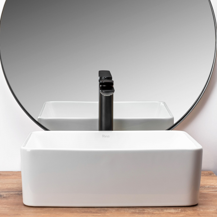 Lavoar pe blat Anita Mini, ceramica, alb lucios [3]