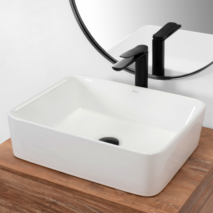 Lavoar pe blat Anita N 48, ceramica, alb lucios [4]