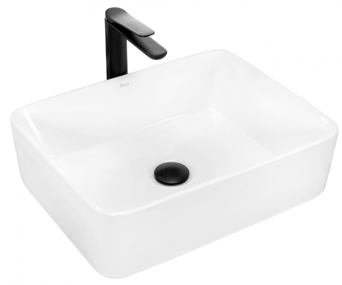 Lavoar pe blat Anita N 48, ceramica, alb lucios [1]