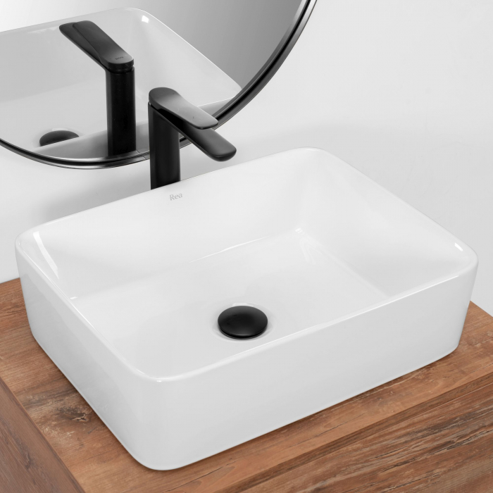 Lavoar pe blat Anita N 48, ceramica, alb lucios [2]