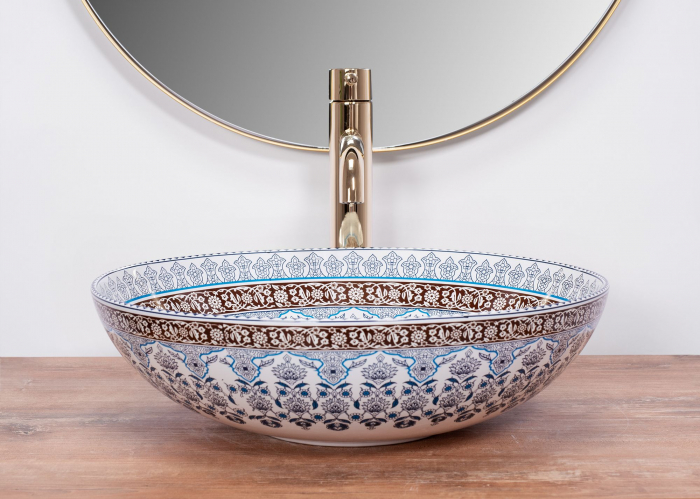 Lavoar pe blat Arte Blue, ceramica, cu model [3]