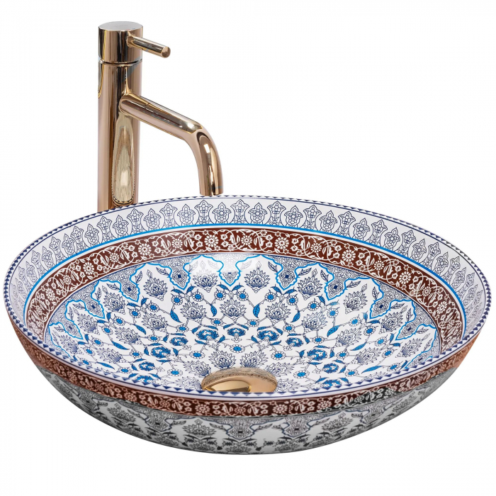 Lavoar pe blat Arte Blue, ceramica, cu model [1]