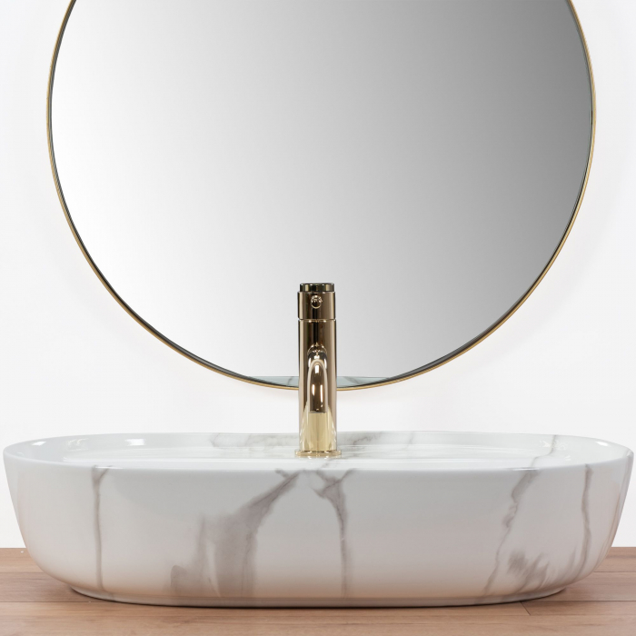 Lavoar pe blat Aura 61 Marmo Shiny, ceramica, alb lucios [5]