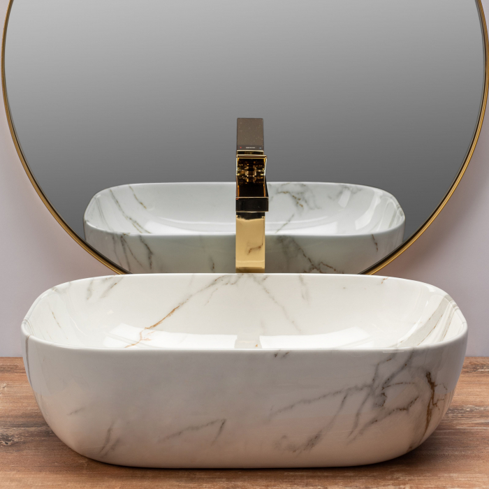 Lavoar pe blat Belinda Aiax Marmura, ceramica, imitatie de piatra [3]