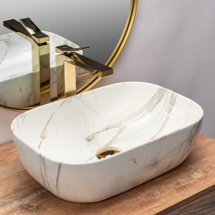 Lavoar pe blat Belinda Aiax Marmura, ceramica, imitatie de piatra [2]