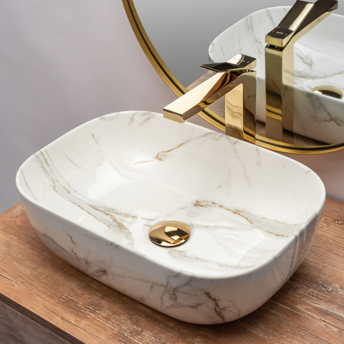 Lavoar pe blat Belinda Aiax Marmura, ceramica, imitatie de piatra [4]