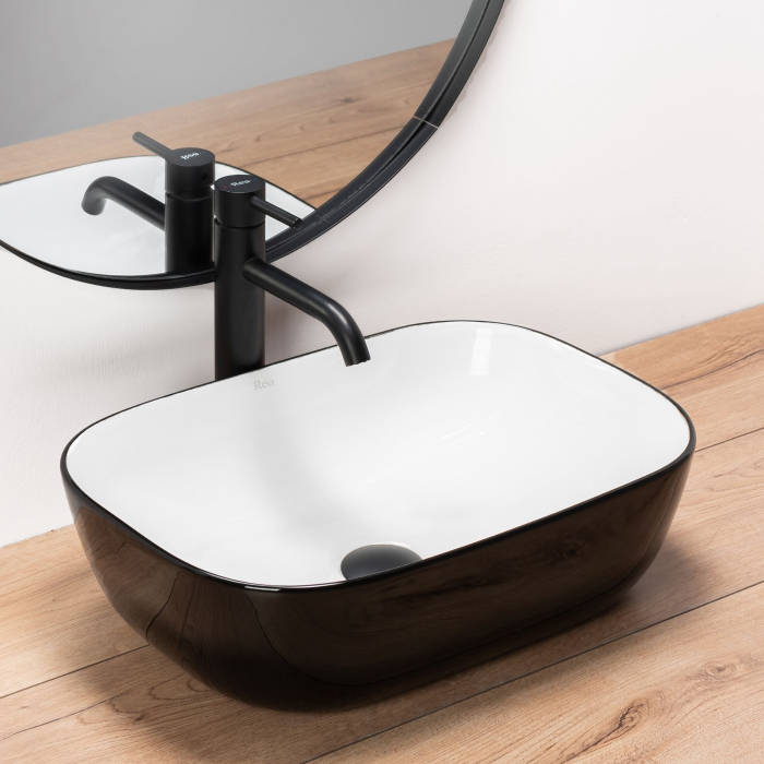 Lavoar pe blat Belinda Alb Negru White Black, ceramica, alb lucios [5]