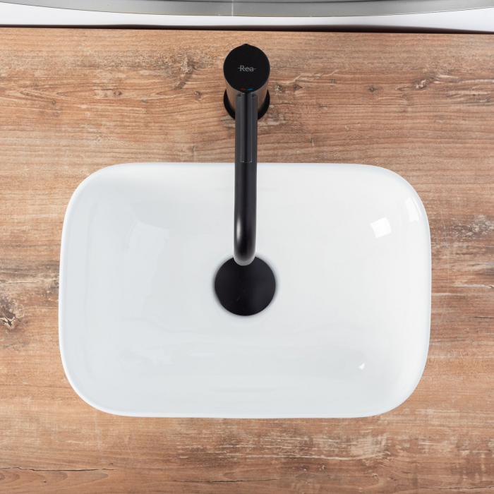 Lavoar pe blat Belinda Mini, ceramica, alb lucios [4]