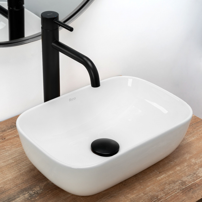 Lavoar pe blat Belinda Mini, ceramica, alb lucios [2]