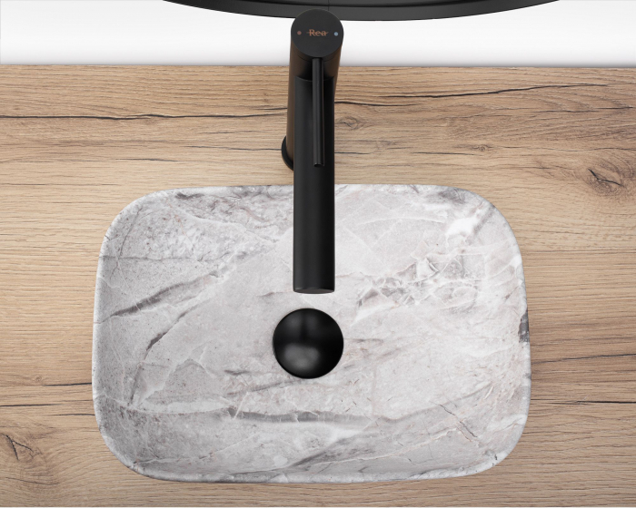 Lavoar pe blat Belinda Mini Stone Matt, ceramica, imitatie de piatra [5]