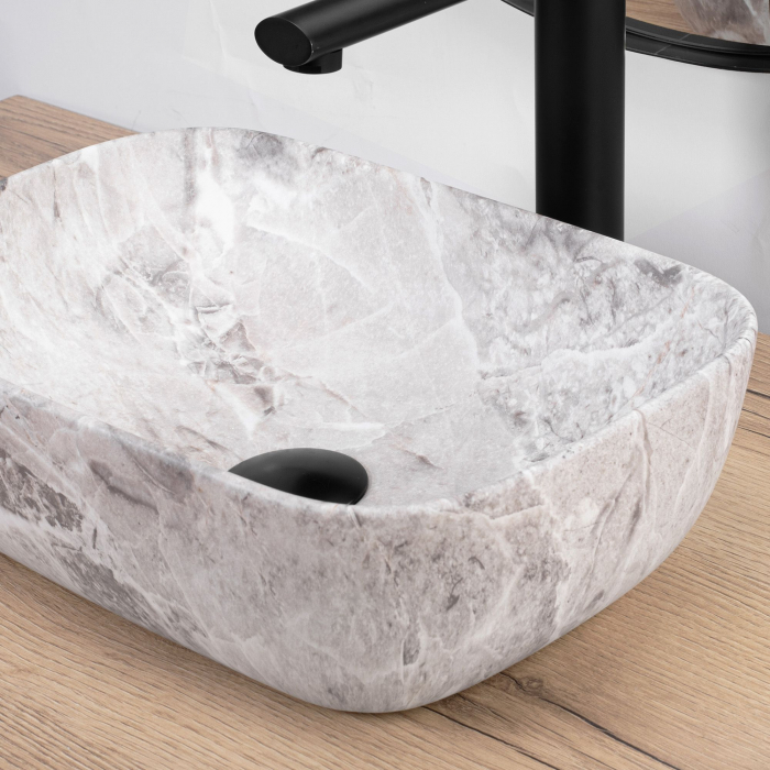 Lavoar pe blat Belinda Mini Stone Matt, ceramica, imitatie de piatra [3]
