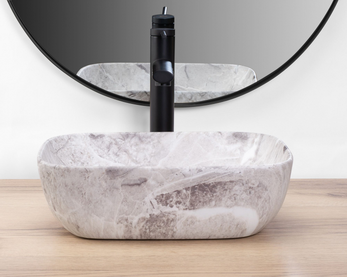 Lavoar pe blat Belinda Mini Stone Matt, ceramica, imitatie de piatra [4]