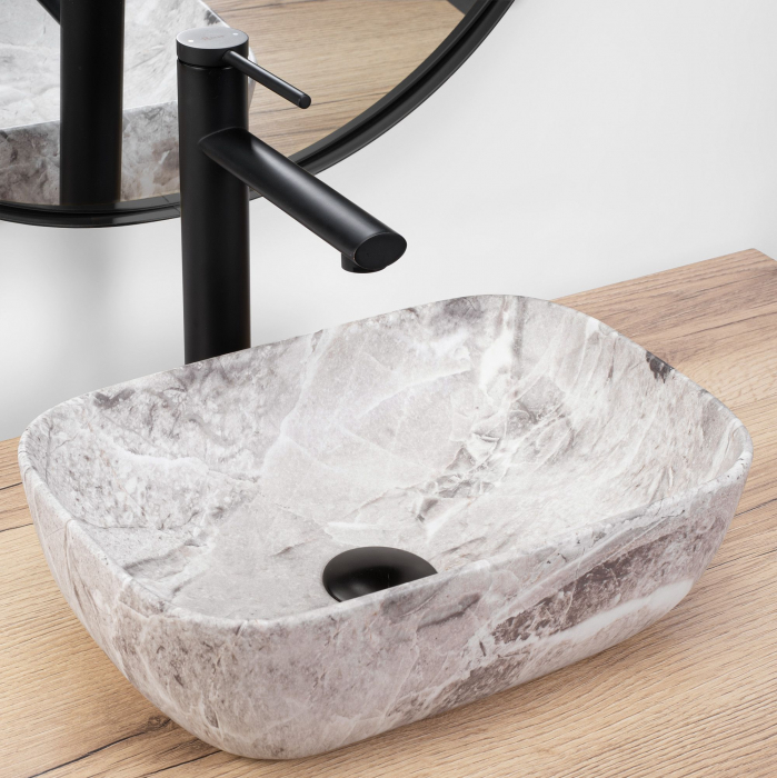 Lavoar pe blat Belinda Mini Stone Matt, ceramica, imitatie de piatra [2]