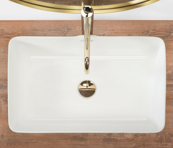 Lavoar pe blat Berta 55 White, ceramica, alb lucios [5]