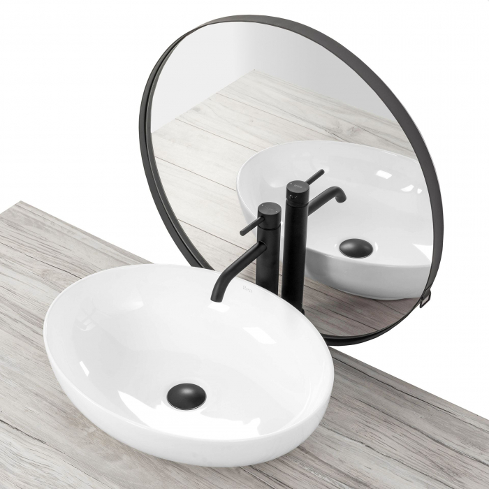 Lavoar pe blat Carola Slim alb lucios, ceramica, alb lucios [5]