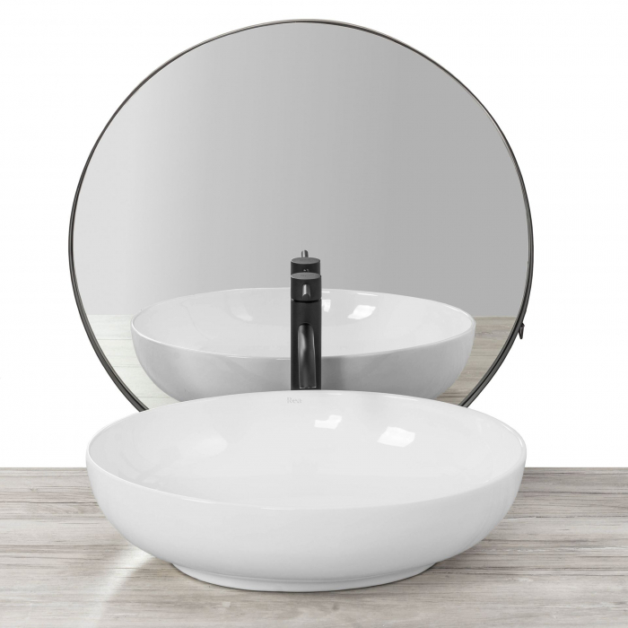 Lavoar pe blat Carola Slim alb lucios, ceramica, alb lucios [3]