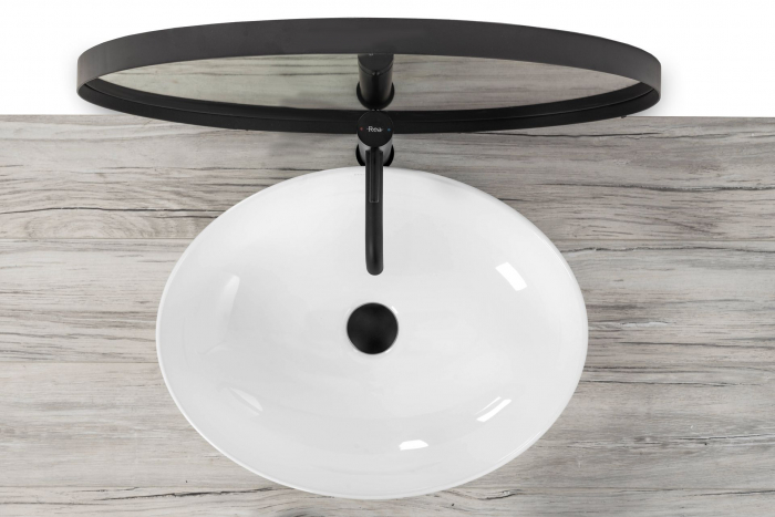 Lavoar pe blat Carola Slim alb lucios, ceramica, alb lucios [2]