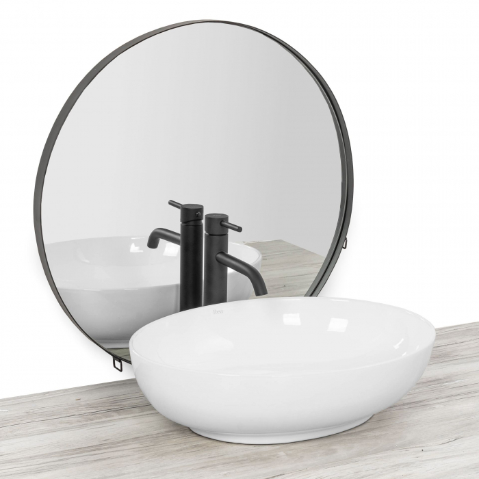 Lavoar pe blat Carola Slim alb lucios, ceramica, alb lucios [4]