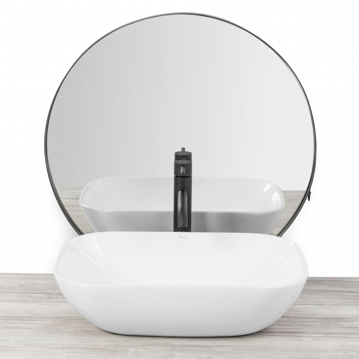 Lavoar pe blat Claudia 9447 Alb, ceramica, alb lucios [3]