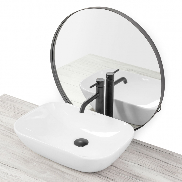 Lavoar pe blat Claudia 9447 Alb, ceramica, alb lucios [2]