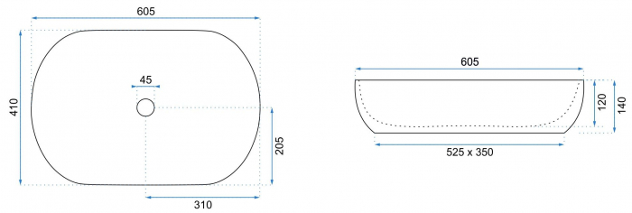 Lavoar pe blat Cleo 61 Beige Matt, ceramica, Bej mat [5]
