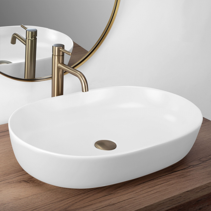Lavoar pe blat Cleo 61 White Matt, ceramica, alb mat [2]