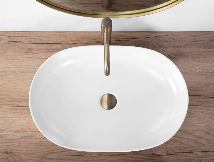 Lavoar pe blat Cleo 61 White Matt, ceramica, alb mat [3]