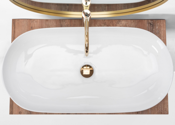 Lavoar pe blat Cleo 81 White, ceramica, alb lucios [3]