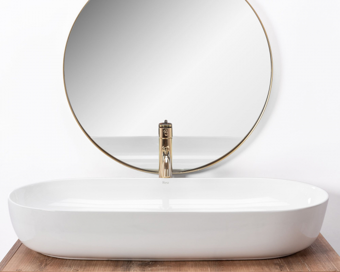 Lavoar pe blat Cleo 81 White, ceramica, alb lucios [4]