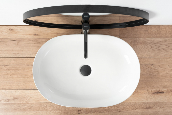 Lavoar pe blat Cleo Alb - Rea, ceramica, alb lucios [4]